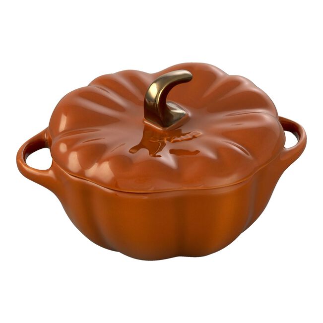 Staub Stoneware 0.75 qt, Pumpkin, Petite Dutch Oven, Burnt Orange