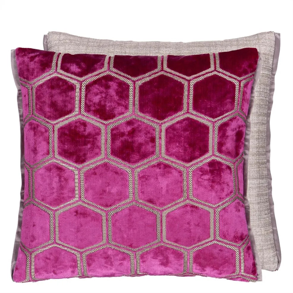 Manipur Fuchsia Velvet Decorative Pillow - Fuschia