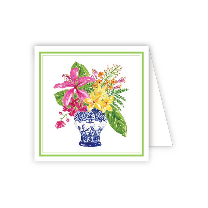 Floral in Blue and White Ginger Jar Enclosure Card