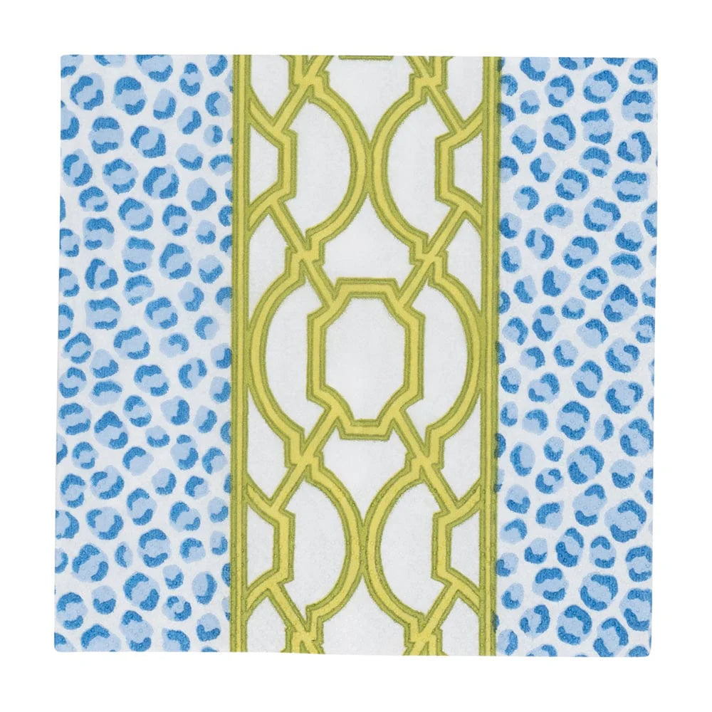 Caspari Knots And Spots Blue & Green Cocktail Napkins