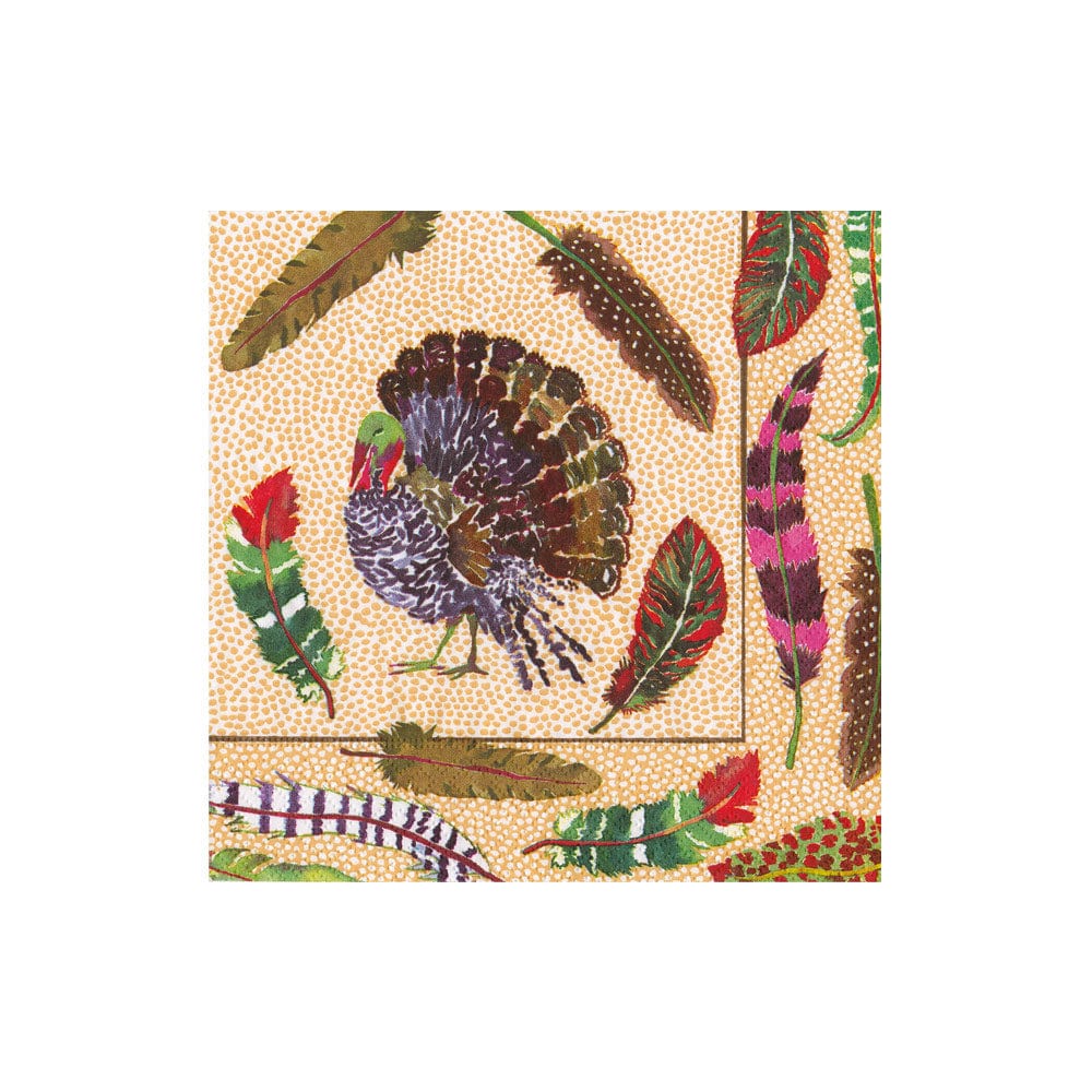 Caspari Plumage Cocktail Napkins - includes 20 Cocktail Napkins