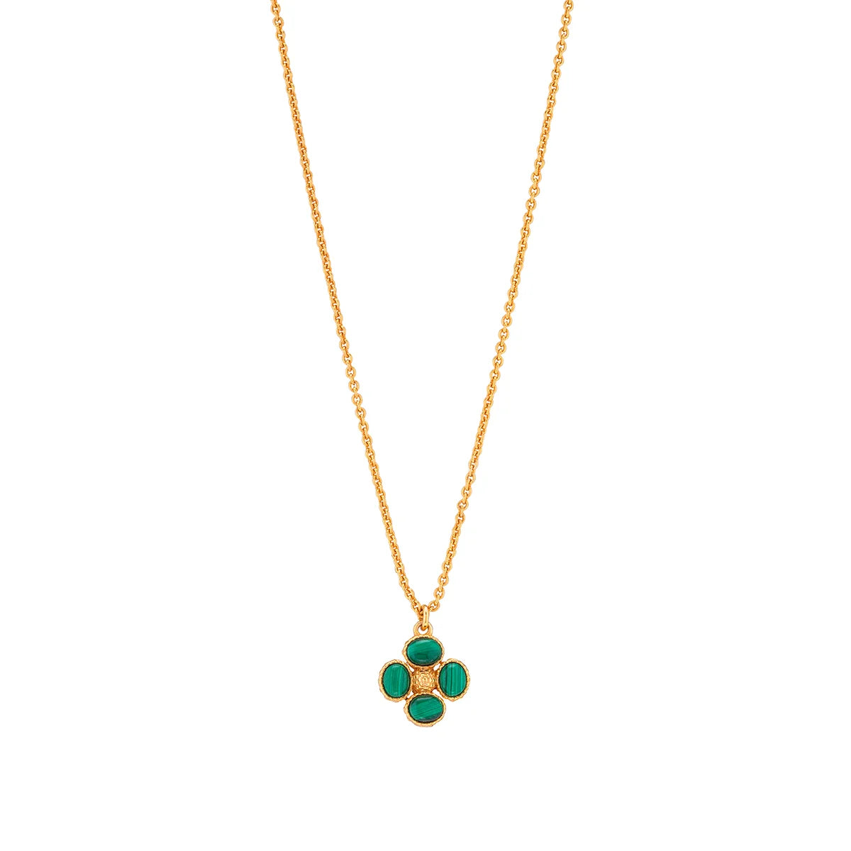 Capucine De Wulf Berry Clover Double Sided Charm Necklace, 16"+2" - Malachite