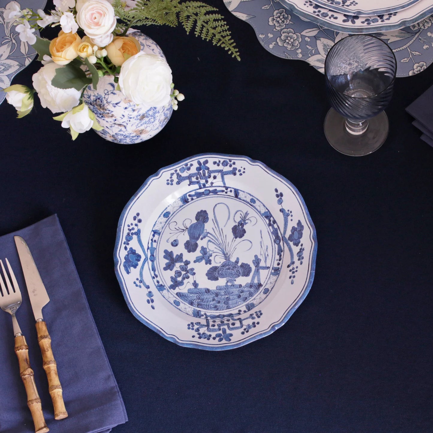 Beatriz Ball VIDA Faenza 9" Salad Plate Set of 4 White and Blue