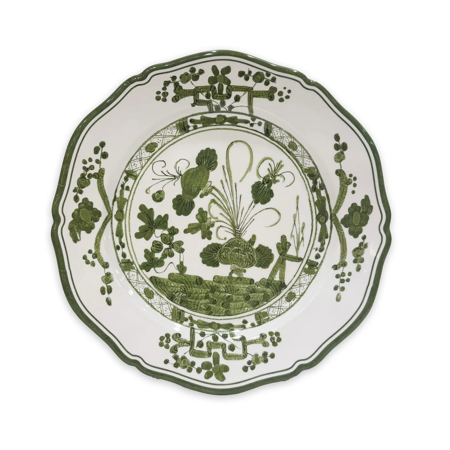 Beatriz Ball VIDA Faenza 11" Dinner Plate Set of 4 - White and Green