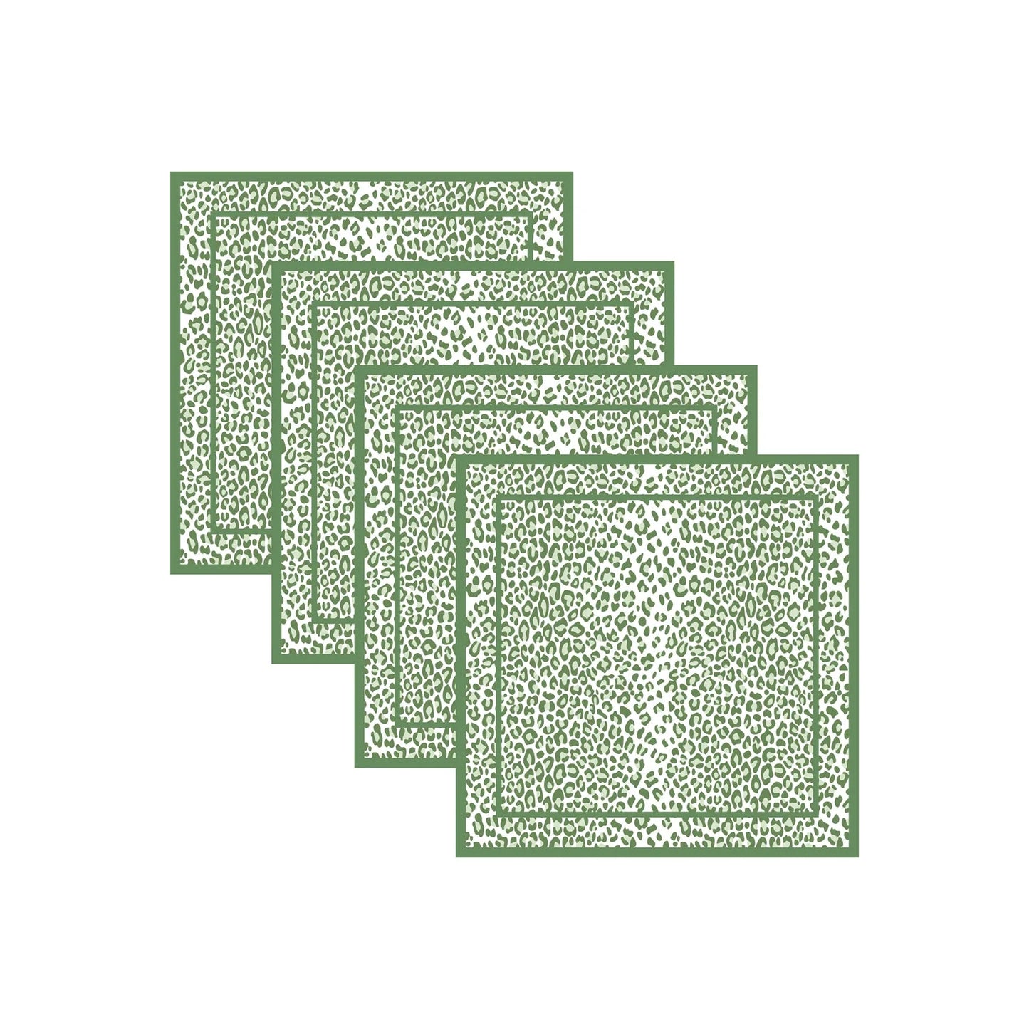Beatriz Ball LINENS Leopard Napkins 20 x 20 Set of 4 (Green and White)
