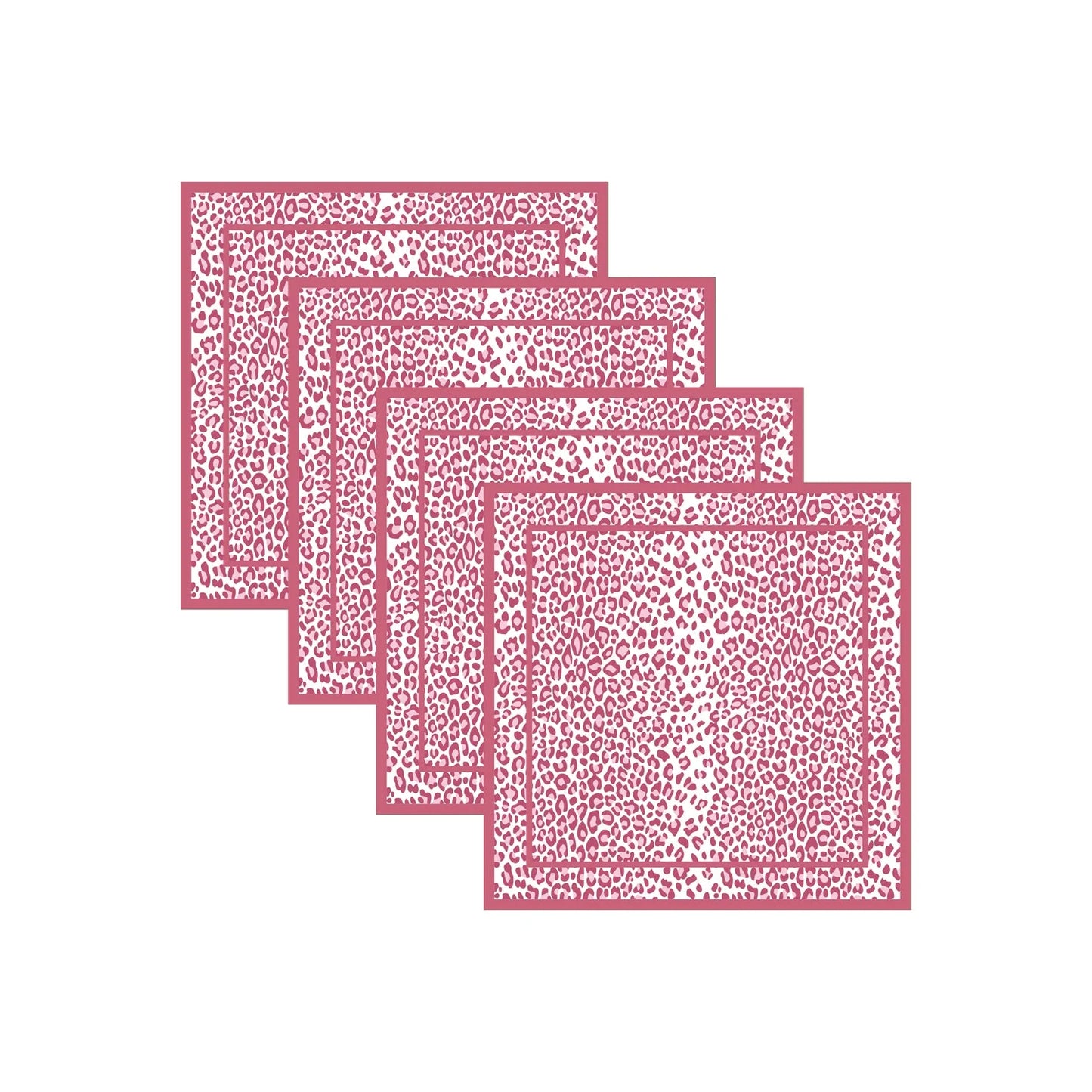 Beatriz Ball LINENS Leopard Napkins 20 x 20 Set of 4 (Pink and White)