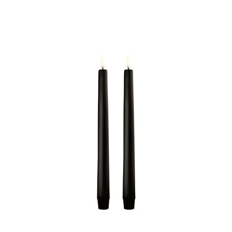 UYUNI LIGHTING LED Taper Candle, Plain Black, Smooth, 2-pack