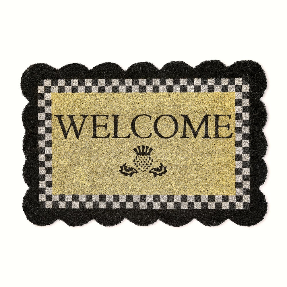 MacKenzie-Childs Black Scalloped Welcome Entrance Mat