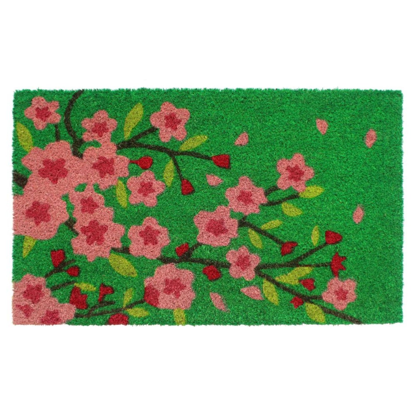 RugSmith Green Pink Floral Tree Coir Doormat, 18" x 30"