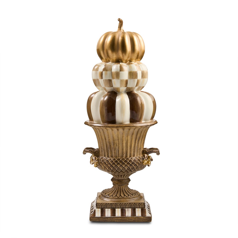 Mackenzie Childs Tabletop Stacked Pumpkins in Urn