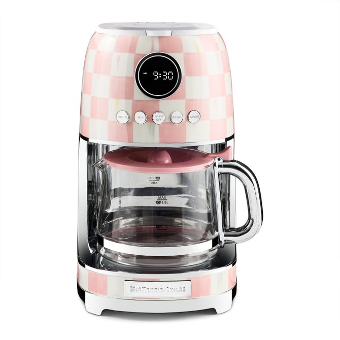 MacKenzie Childs Rosy Check Drip Coffee Maker