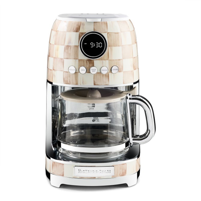 MacKenzie Childs Mocha Check Drip Coffee Make