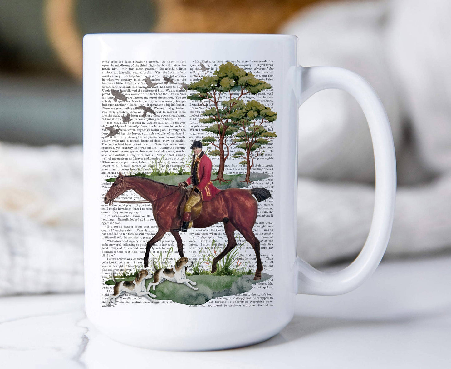 Vintage Fox Hunting Horses Coffee Mug
