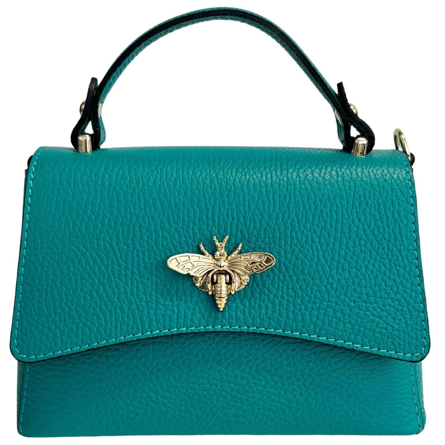 Women's shoulder bag in genuine leather with Ape closure: Turquoise