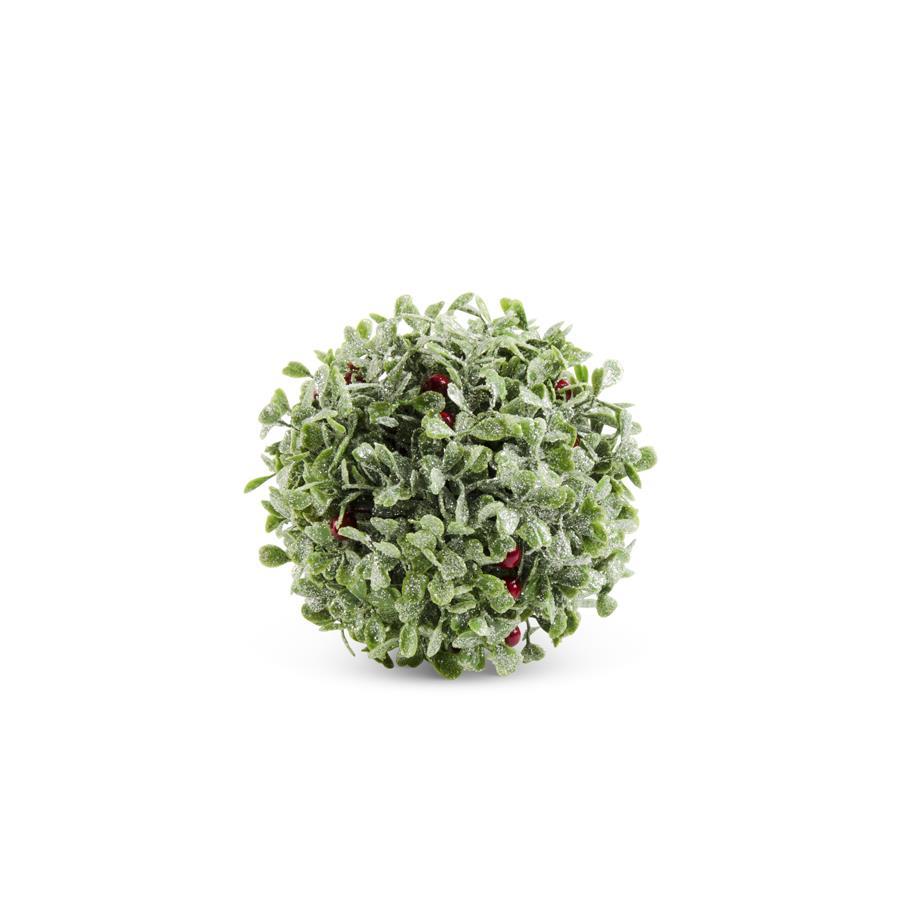 K & K Interiors 5 Inch Glittered Mistletoe Ornament w/Red Berries