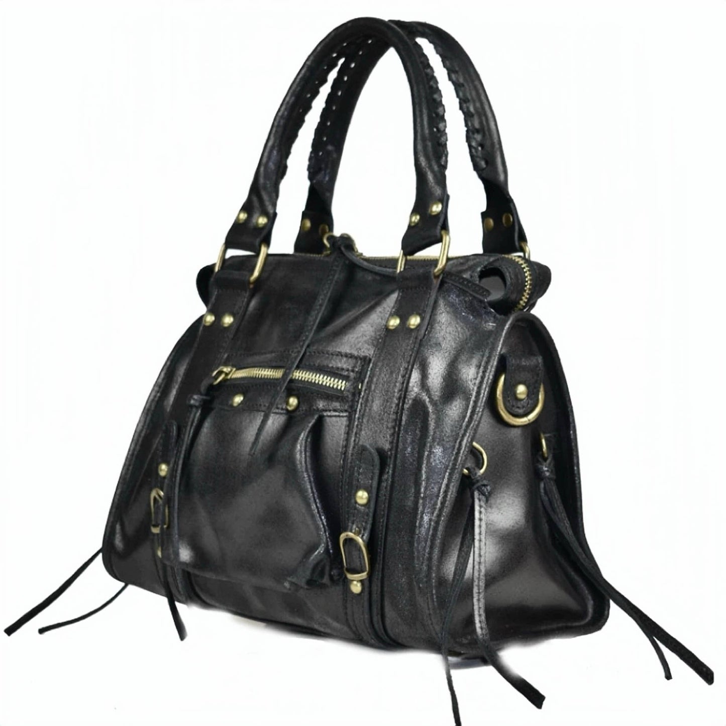 Modarno Confy bag in genuine leather made in Italy 26x12x20 cm: Fuchsia