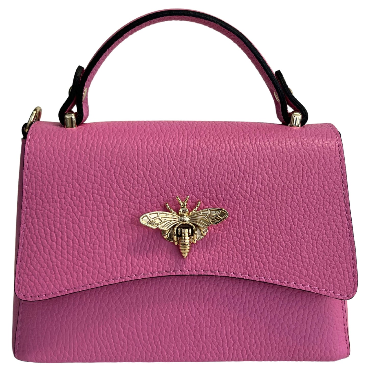 Women's shoulder bag in genuine leather with Ape closure: Rosa Gomma