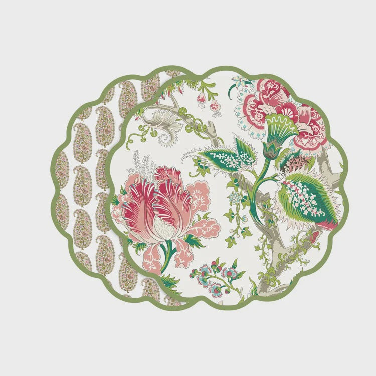 Beatriz Ball VIDA Peony and Paisley Reversible Round Placemats Set of 4