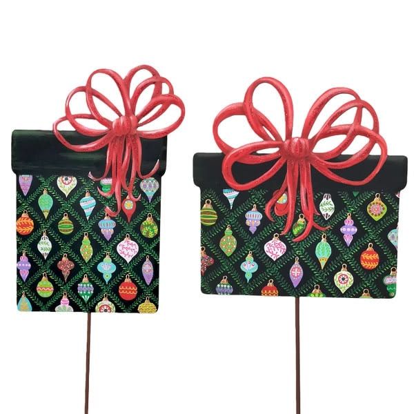 The Round Top Merry & Bright Gifts Wrapped in Ornament Paper - S/2