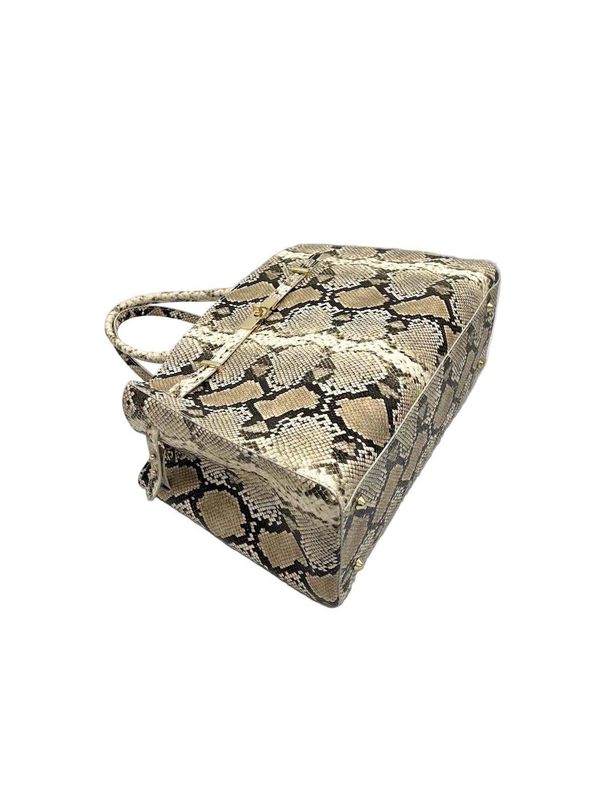 Genuine Leather Handbag - Snake Print