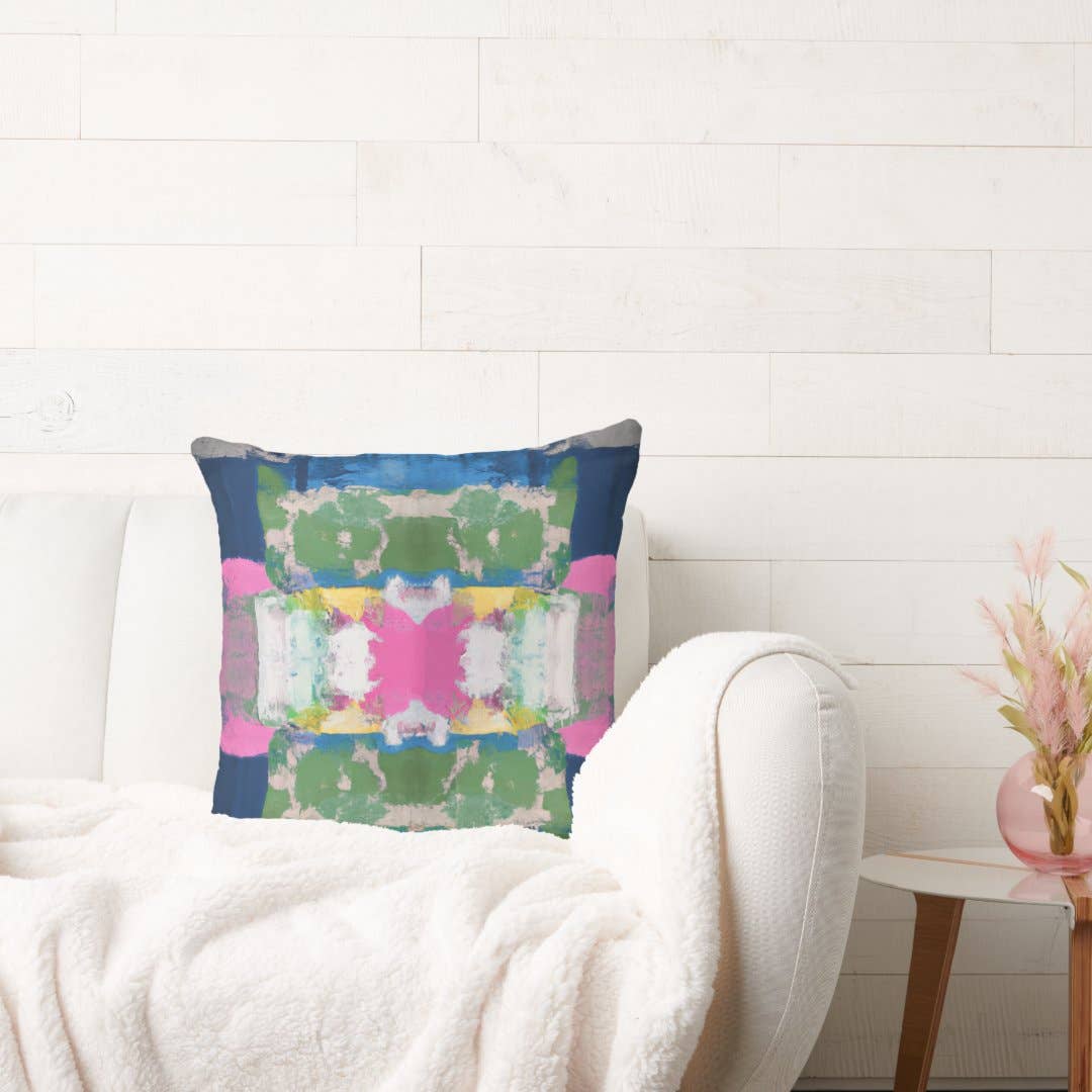 Stella Blue Decorative Abstract Modern Art Throw Pillow: 18x18 / Wihout Insert