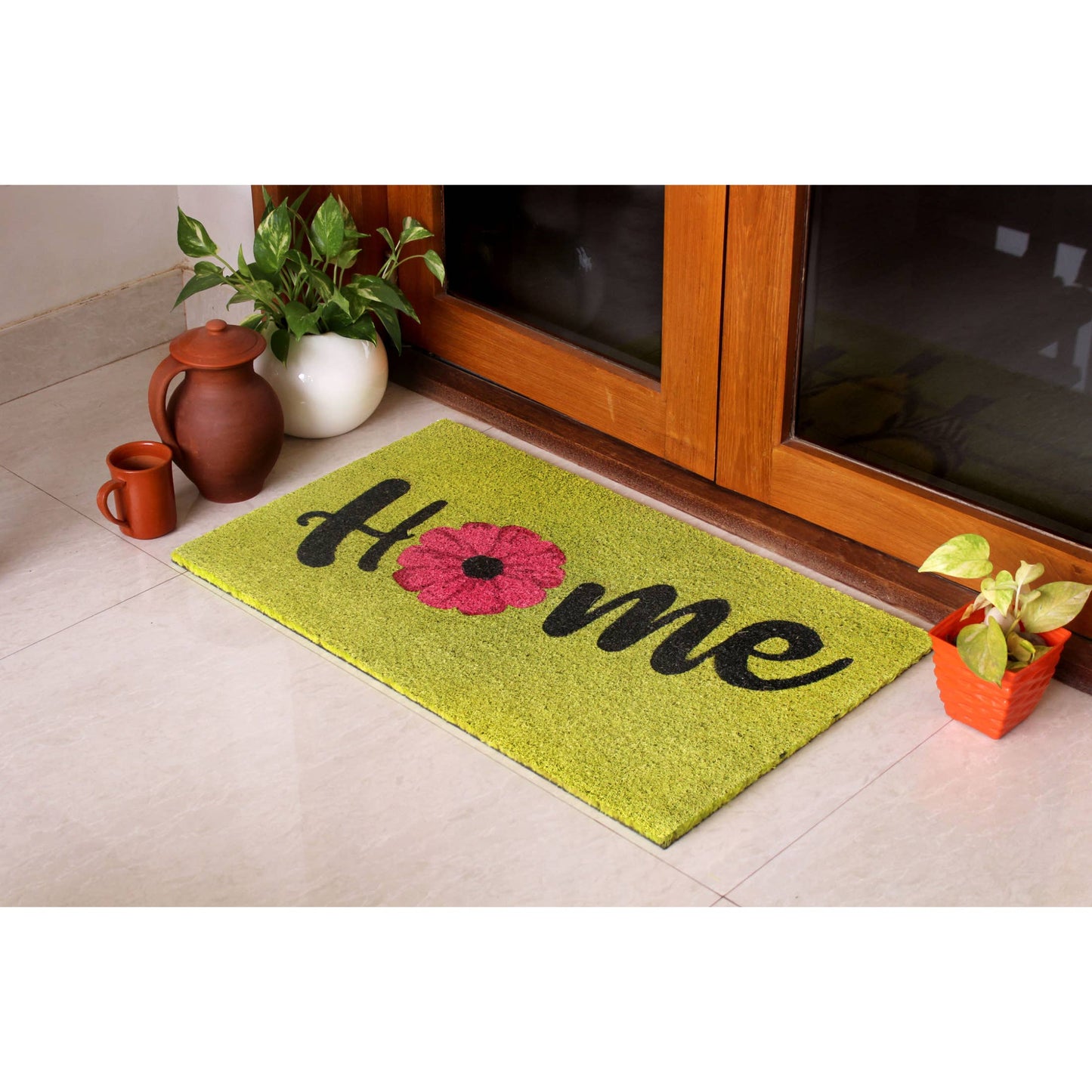 Home Pink Flower Doormat: 18"x30"