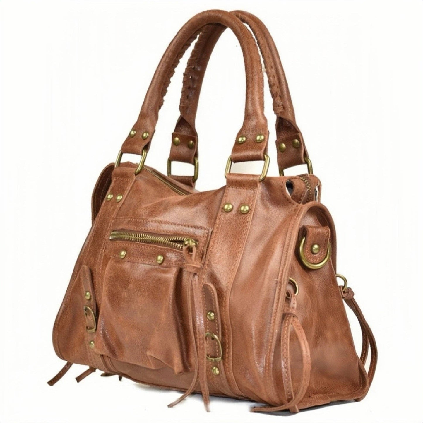 Modarno Confy bag in genuine leather made in Italy 26x12x20 cm: Fuchsia