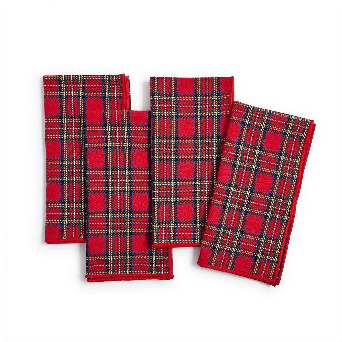 Two's Company Tartan Traditions Set of 4 Cloth Napkins - Cotton