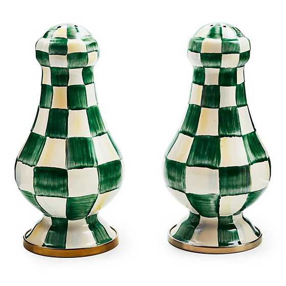 Emerald Check Large Salt & Pepper Shakers
