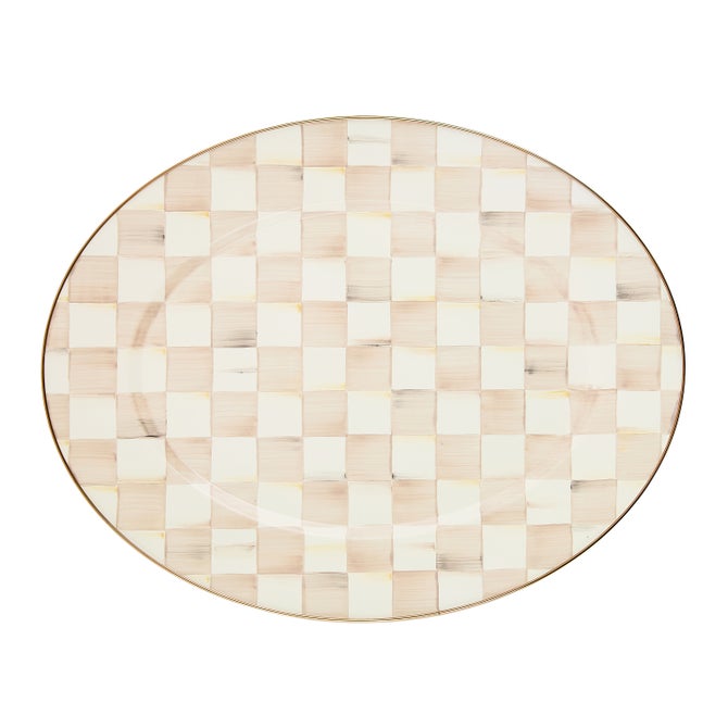 Mackenzie Childs Mocha Check Large Oval Platter