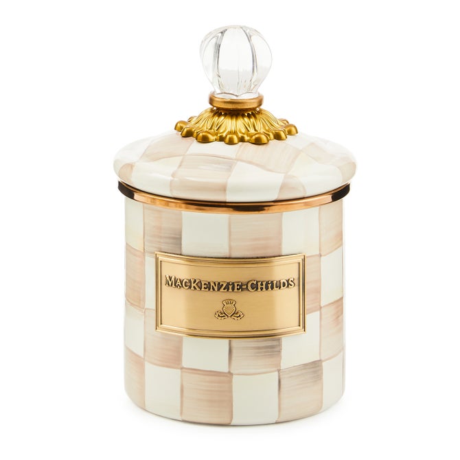 MacKenzie Childs Mocha Check Demi Canister