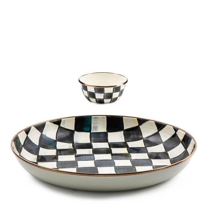Mackenzie Childs Courtly Check Chip & Dip Set