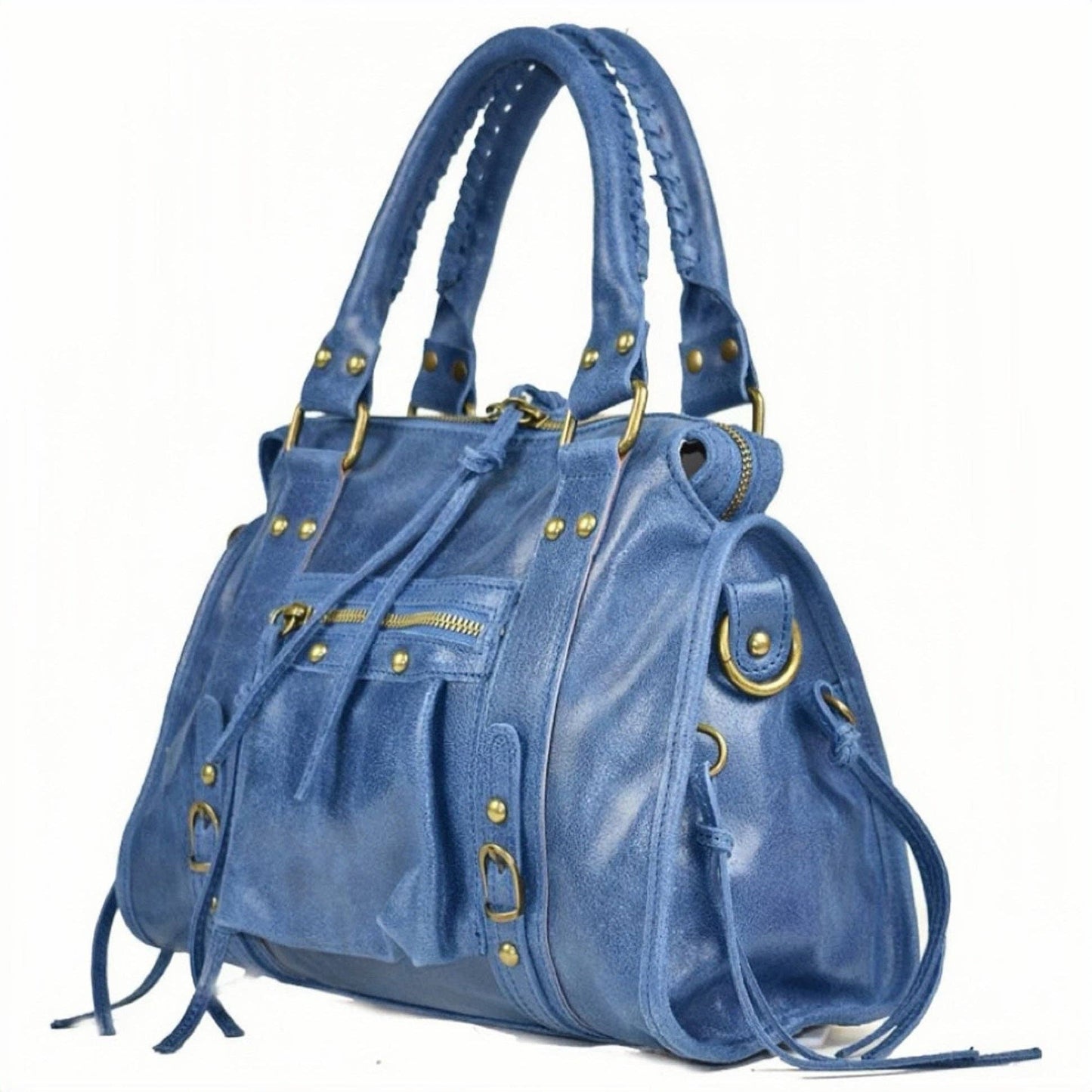 Modarno Confy bag in genuine leather made in Italy 26x12x20 cm: Fuchsia
