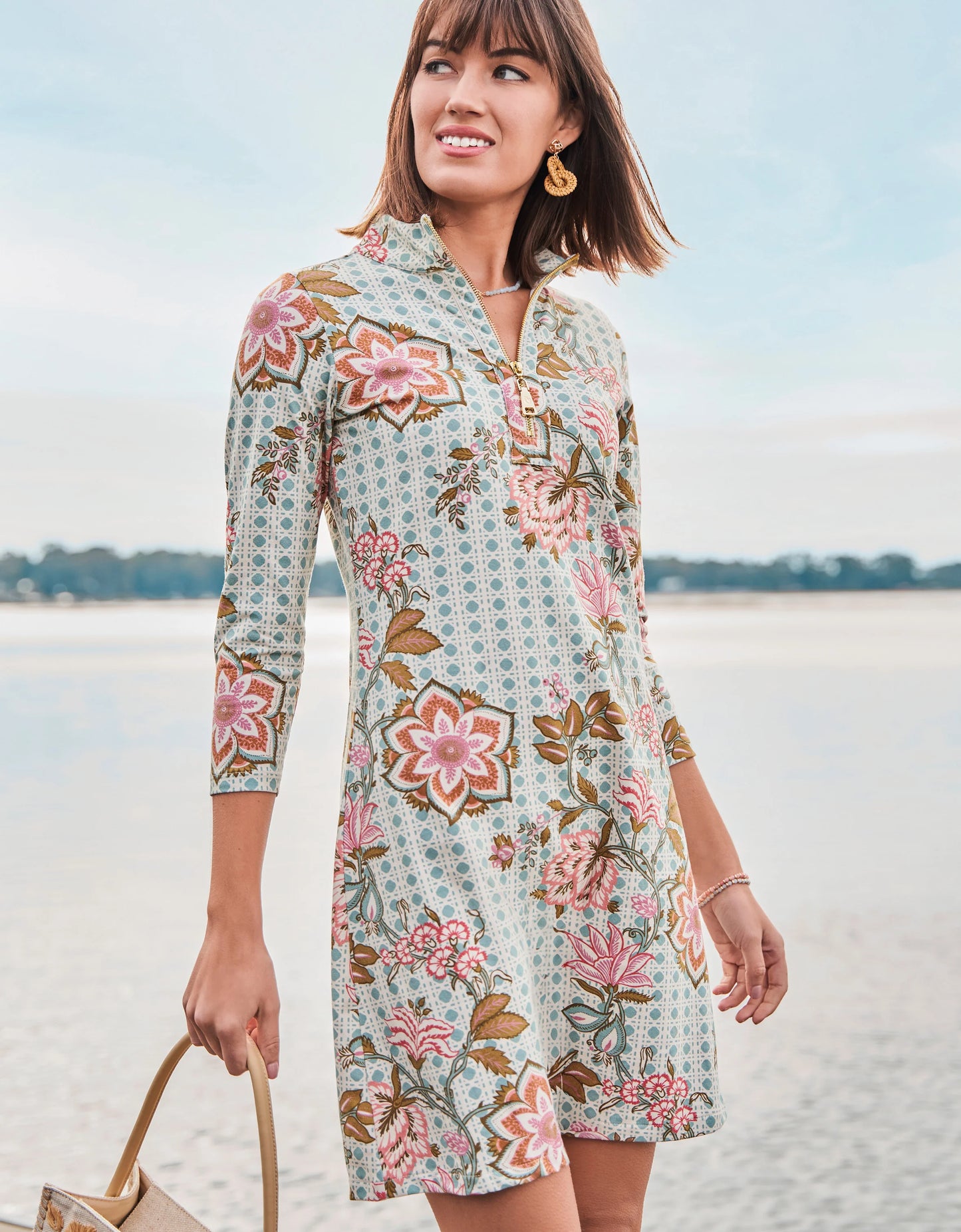 Nora Dress Calm Waters Floral Cane Blue - Small