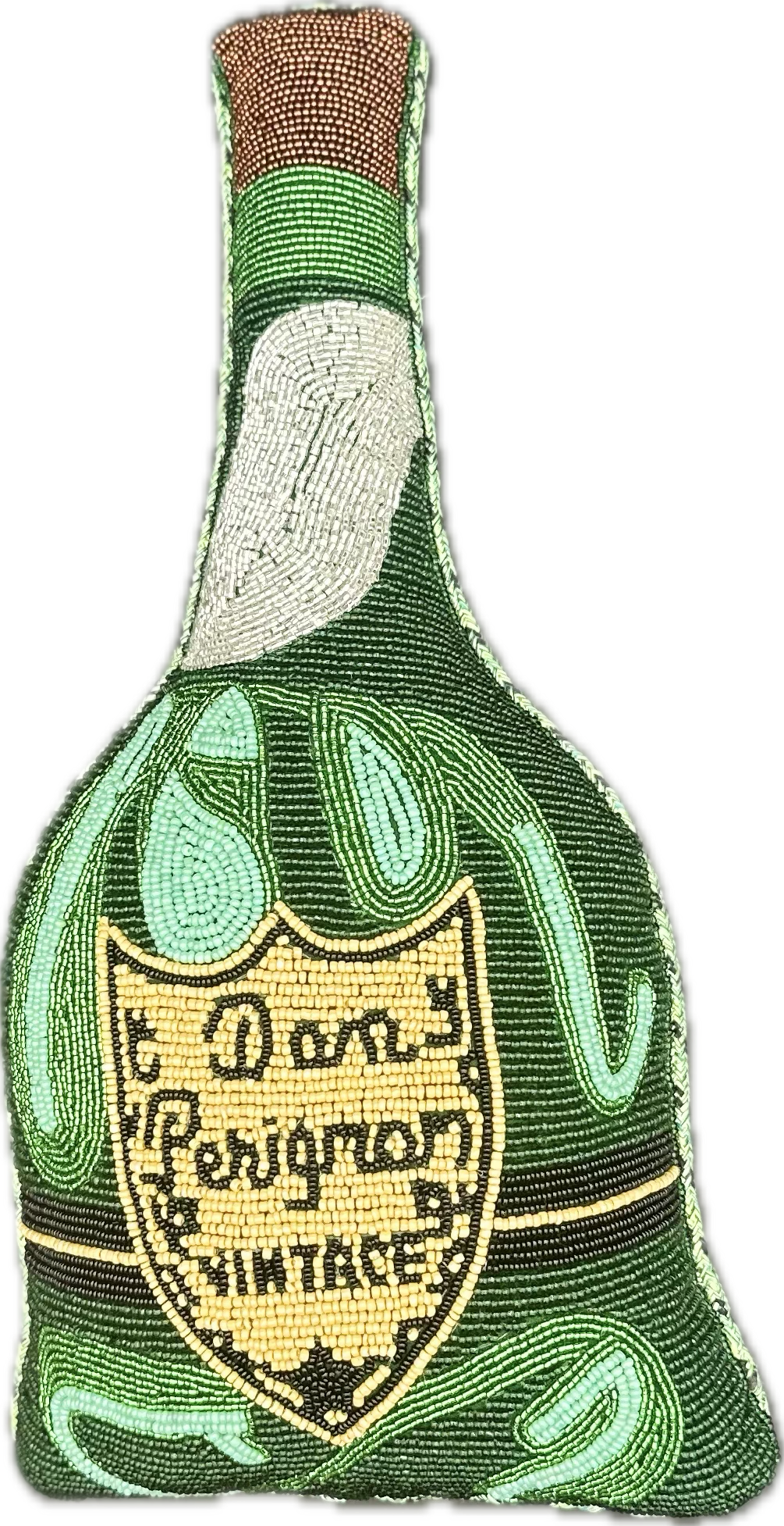 Saint Austin Company Champagne Bottle Beaded Pillow