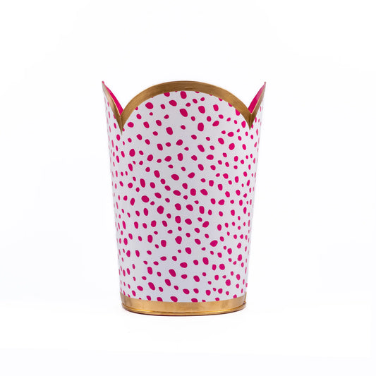 Spot-On Hand Pink&White Painted Tulip Wastebasket