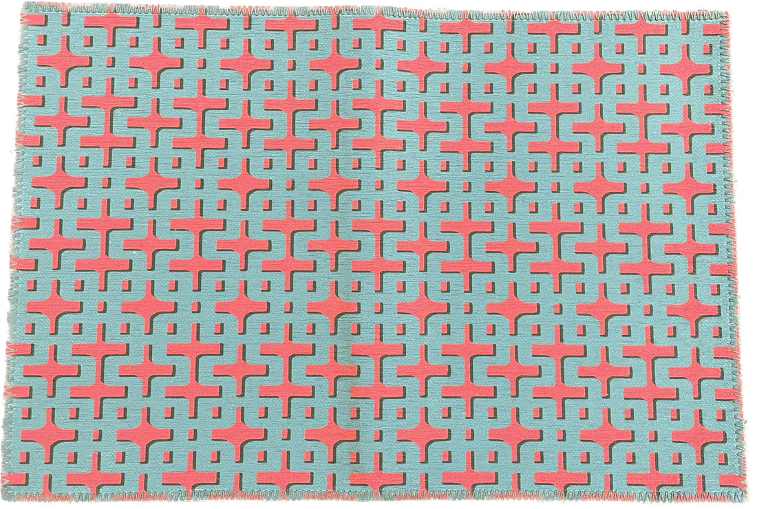 Nicolette Mayer Chiang Mai Pink & Blue Chenille Rectangle Rug - 20x30
