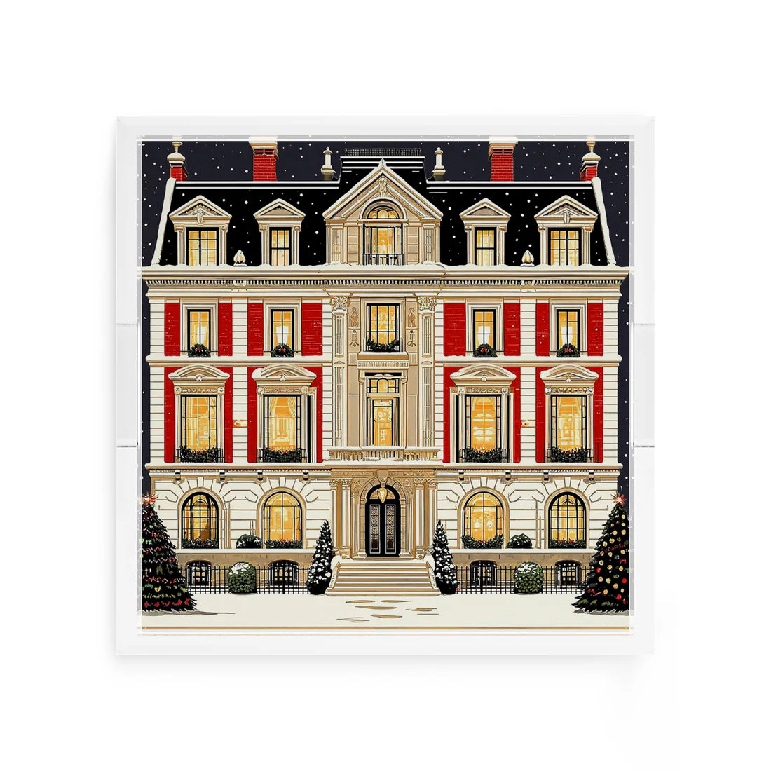 Christmas On Fifth Avenue Acrylic Square Decorative Tray - 15x15