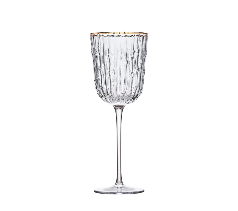 Kim Seybert Bamboo Wine Glass in Clear & Gold, Set of 4