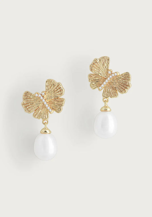 Butterfly w/ Pearl Drop Earrings