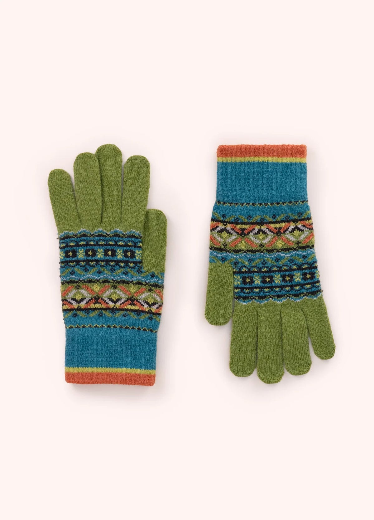 Powder Designs Fair Isle Gloves, Teal Mix
