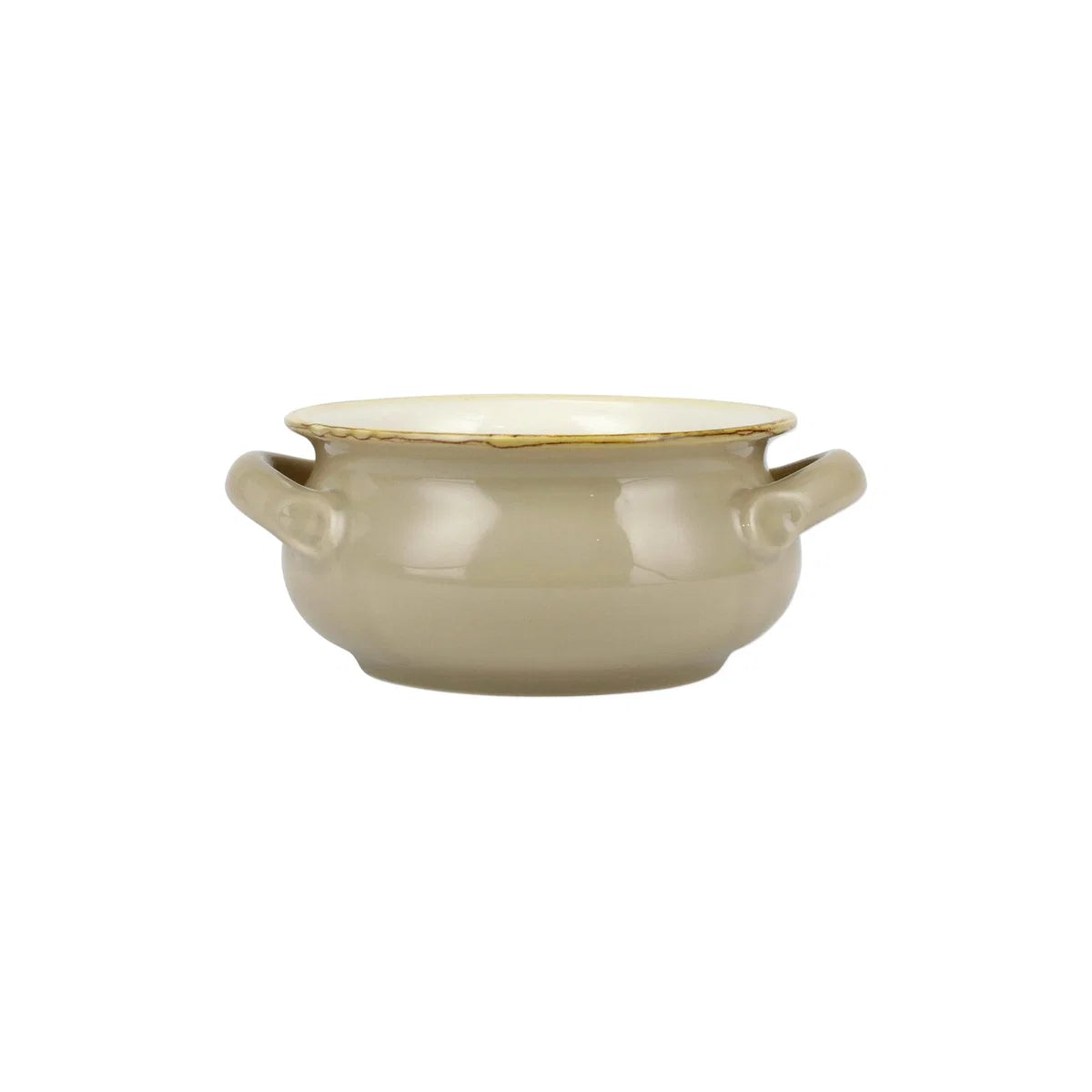 Vietri Italian Bakers Small Handled Round Baker - Cappuccino