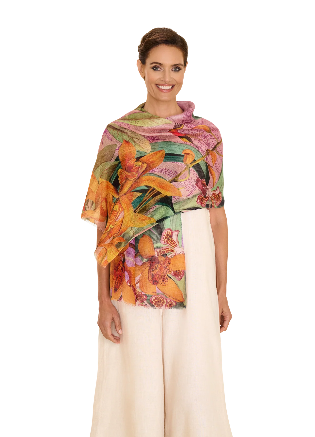 Powder Designs Linen/Cotton Scarf - Botany Bliss - Lavender