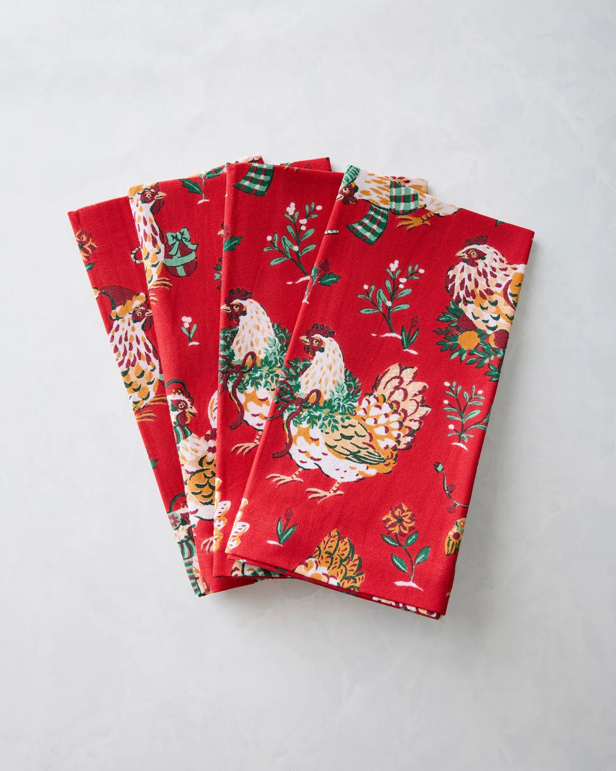 Printfresh Set of 4 Dinner Napkins in Holiday Hens