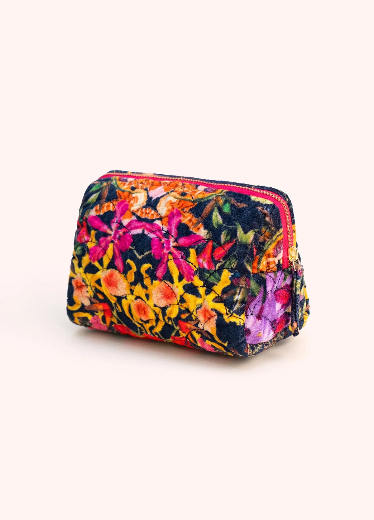 Powder Designs Botanical Kaleidoscope Quilted Velvet Vanity Bag