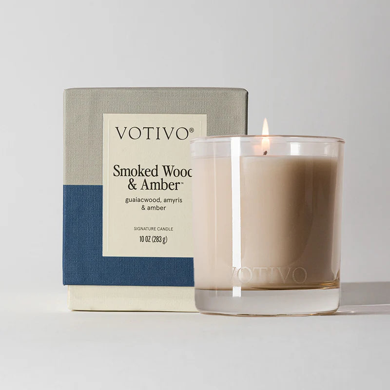 Votivo Smoked Wood & Amber 10 oz. Signature Candle