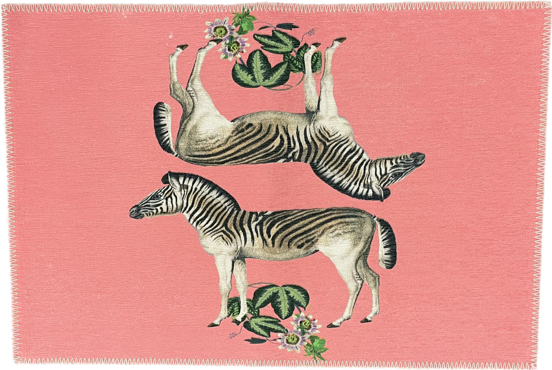 Nicolette Mayer Zebra Seeing Double Pink Chenille Rectangle Rug - 20x30