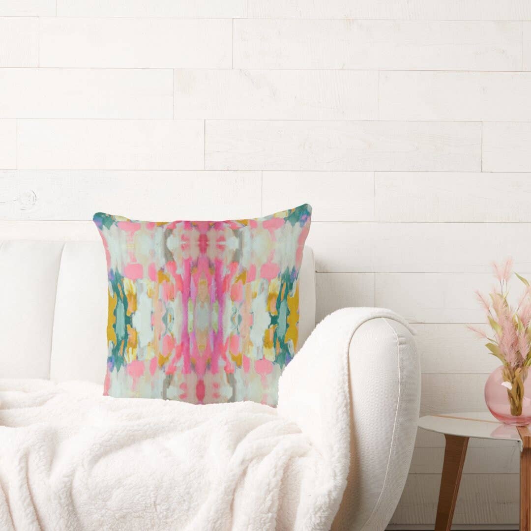 Layla Decorative Abstract Modern Art Painted Print Pillow: 18x18 / With Insert