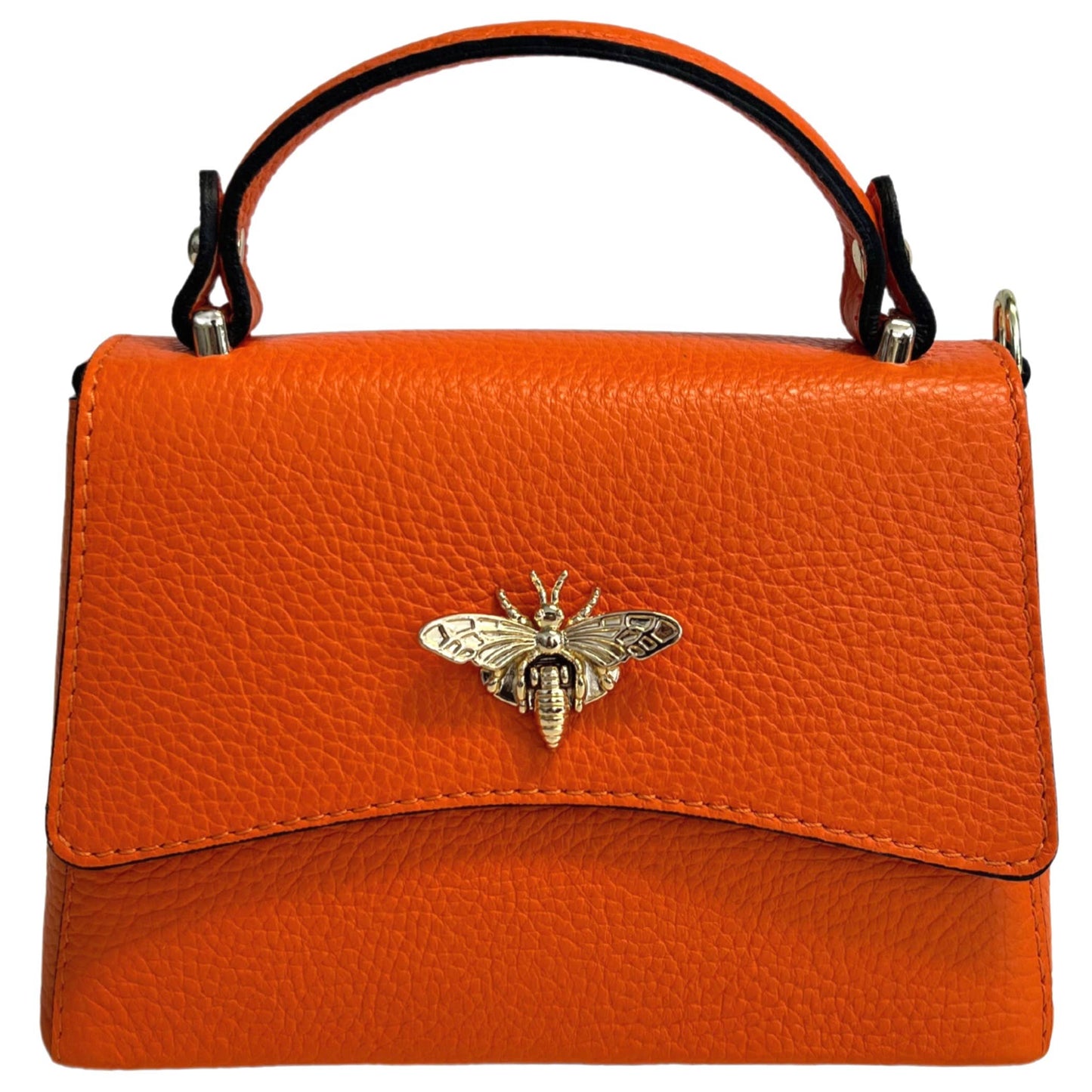 Women's shoulder bag in genuine leather with Ape closure: Orange