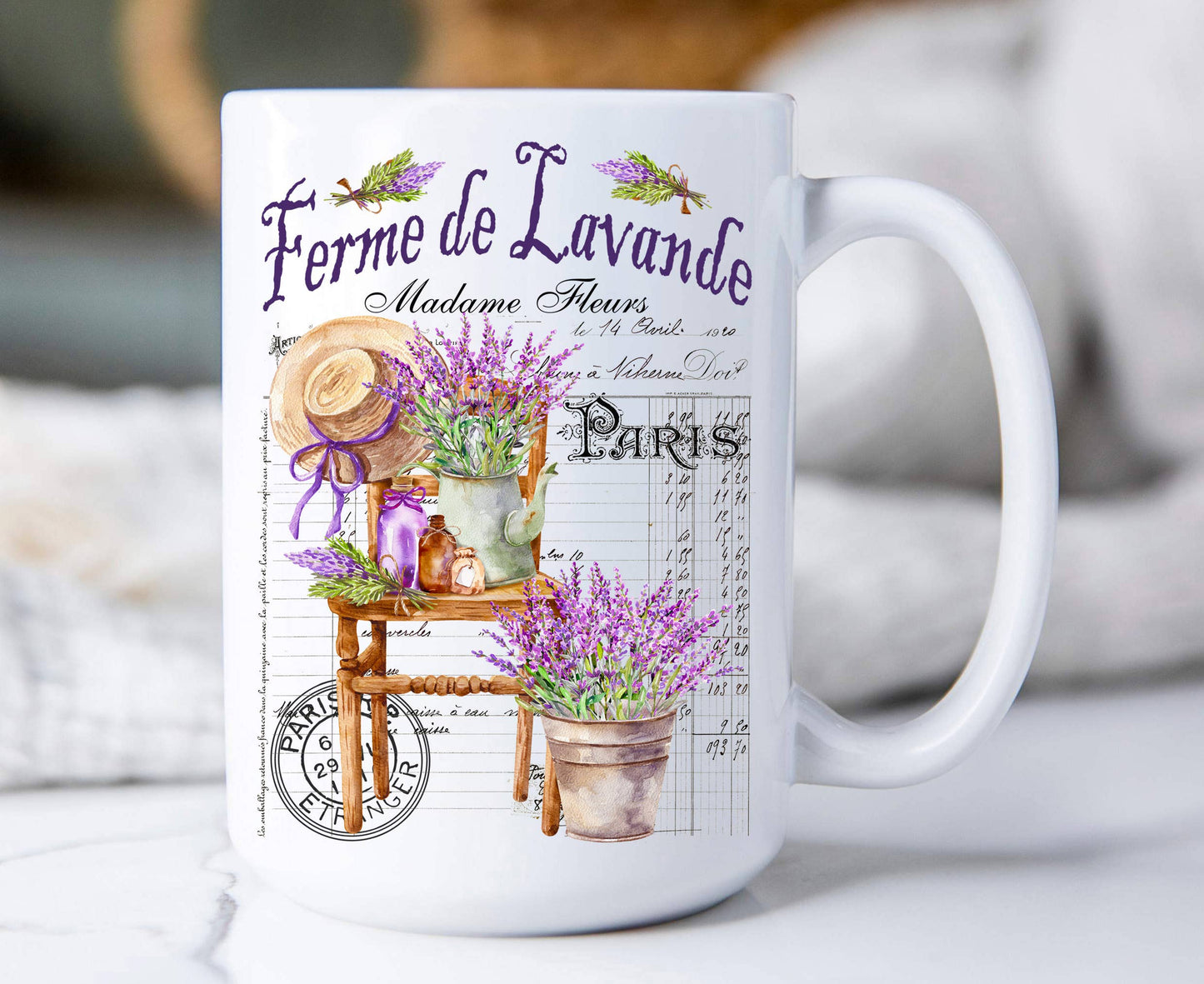 French Garden Lavender 15 oz Coffee Mug